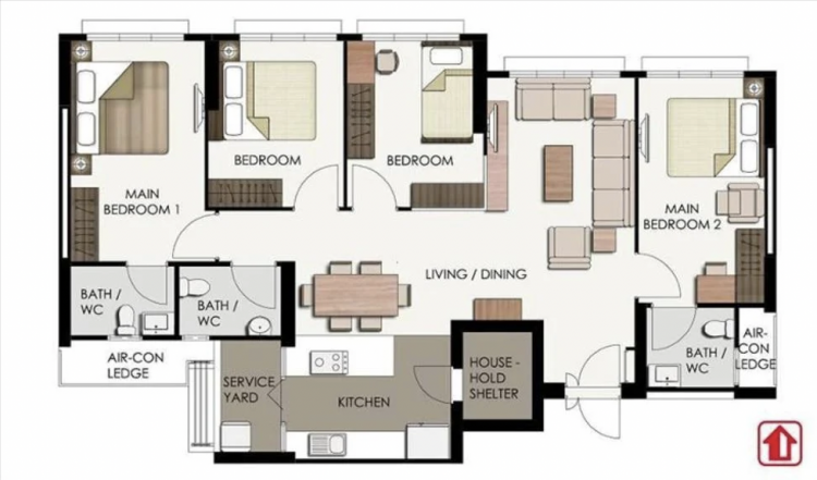 A sample floor plan of a 3Gen flat by HDB