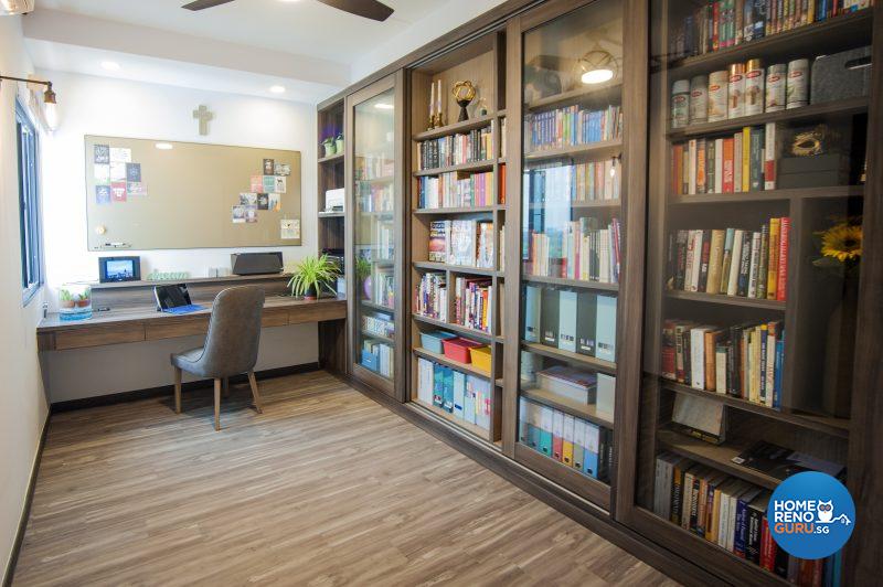 The book-loving couple have their own ‘personal library’ built into the study