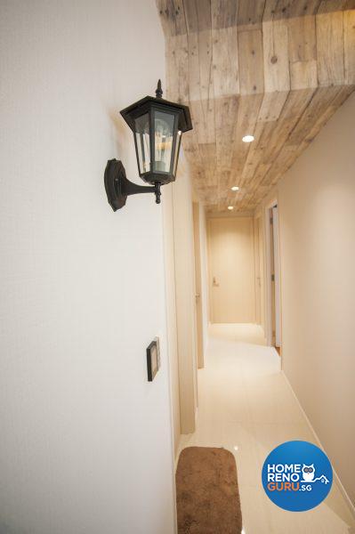 The feature ceiling continues down the hallway and connects all of the main spaces within the home