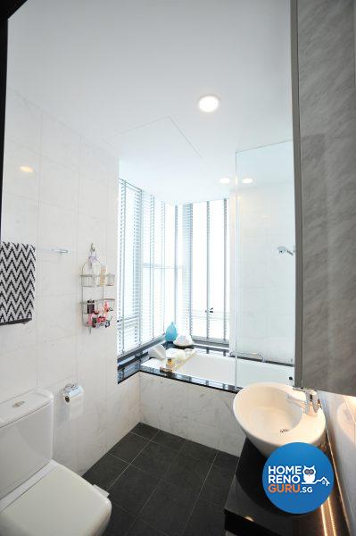 A sleek and elegant master bathroom, with the civilised luxury of a bathtub