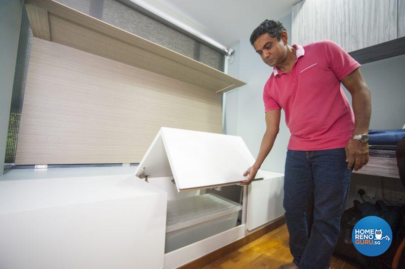 Handy concealed storage under the bed