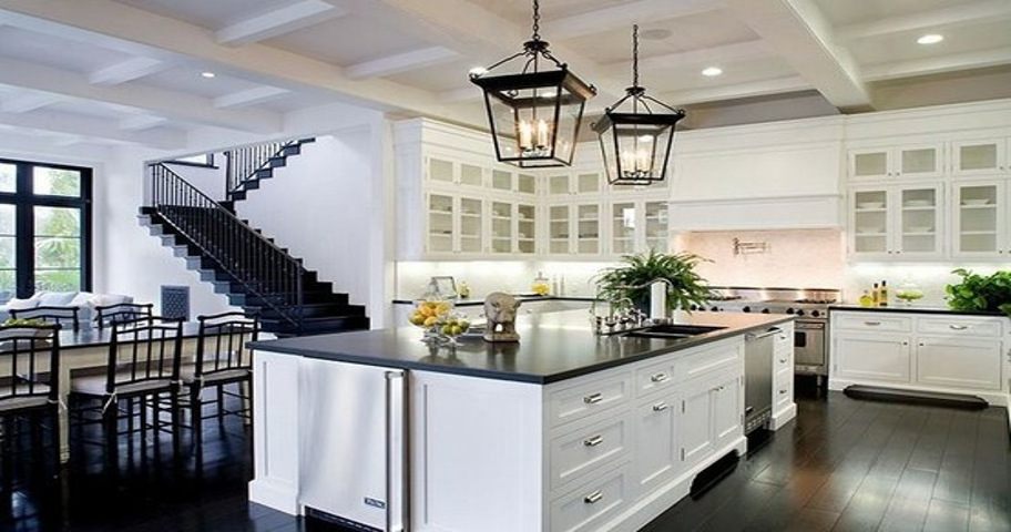 Beautiful kitchen island with Quartz table top