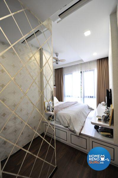 The platform bed in the master bedroom accommodates more valuable storage space