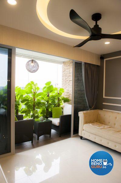Lush greenery on the balcony brings a glimpse of the outdoors in