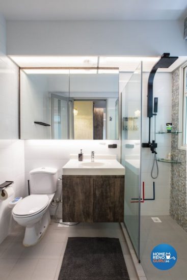 Compact toilet with floating sink and vanity installation