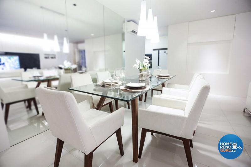 white dining area