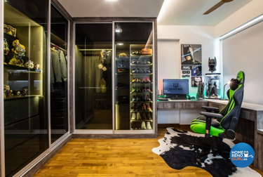 Study room with clear cabinet storage