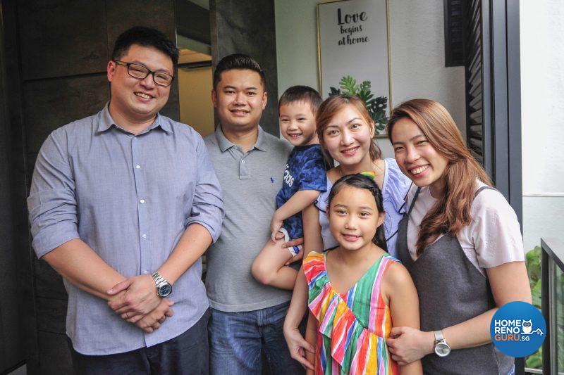 The happy family with Bryan (far left) and Vernice (far right) from Posh Living