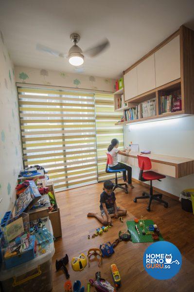 The study for the younger children liberates floor space for playtime!