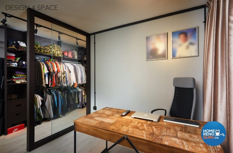 using glass partition to create a walk-in wardrobe