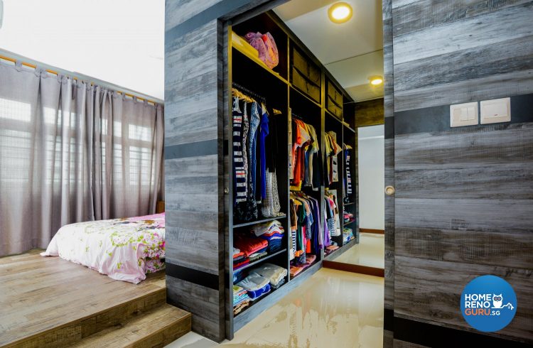 using a platform to create space for a walk-in wardrobe