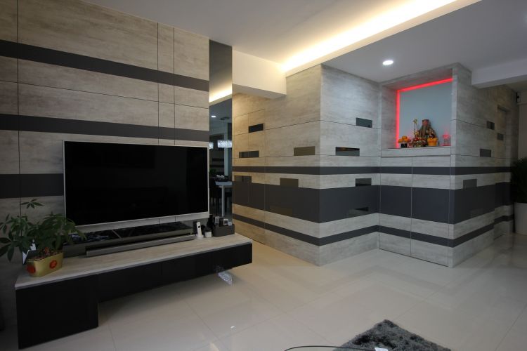 Contemporary, Industrial, Modern Design - Living Room - HDB 5 Room - Design by 9 Degree Construction Pte Ltd