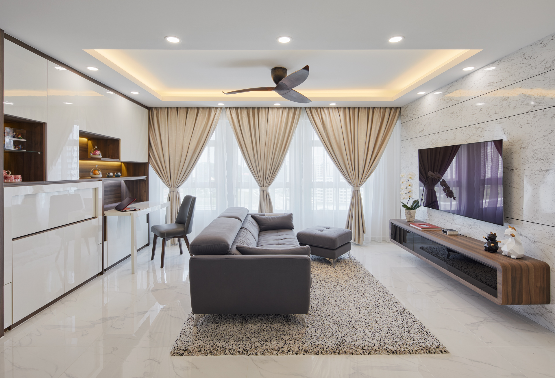 Contemporary, Modern Design - Living Room - HDB 5 Room - Design by Absolook Interior Design Pte Ltd