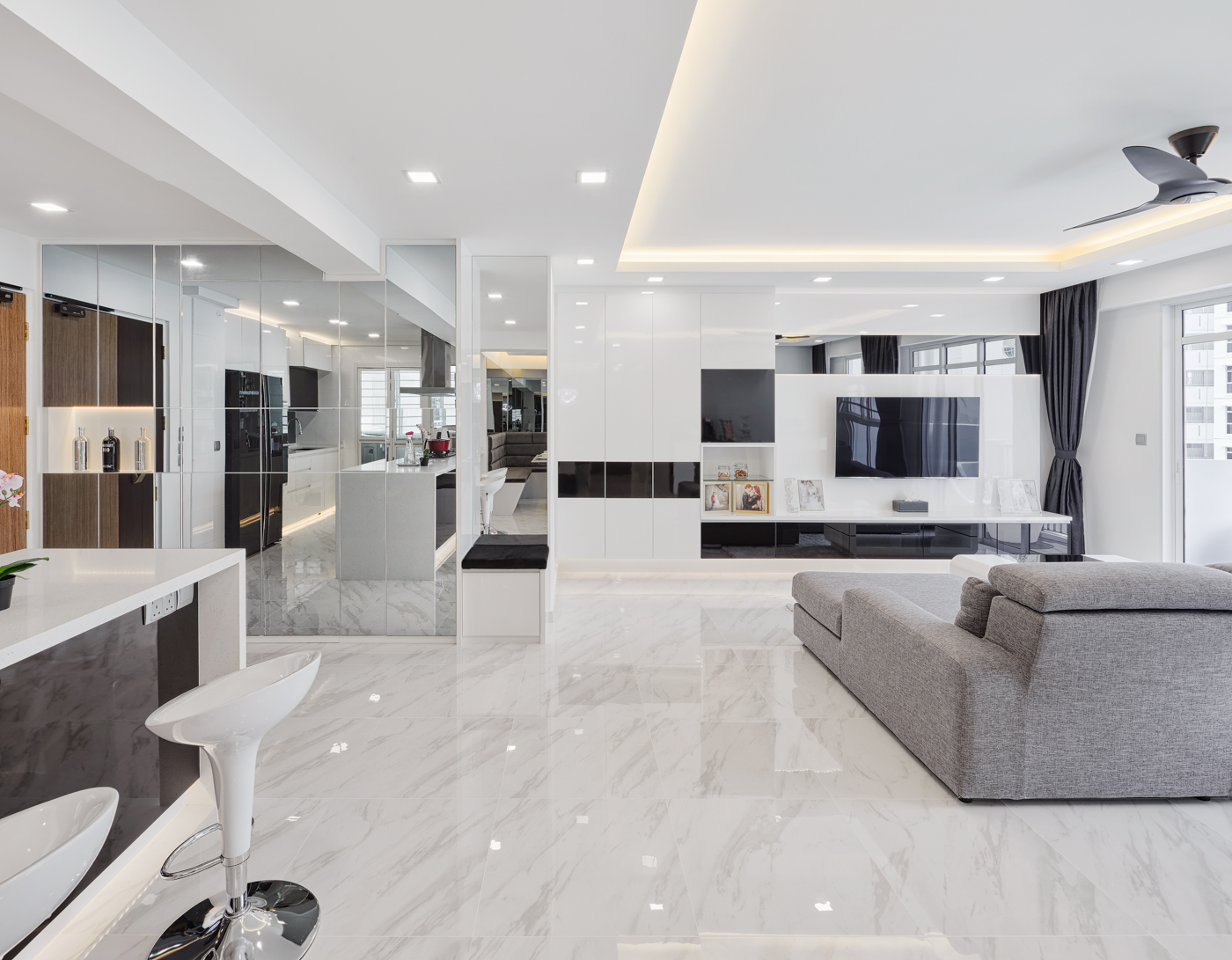 Minimalist, Modern Design - Living Room - HDB 5 Room - Design by Absolook Interior Design Pte Ltd