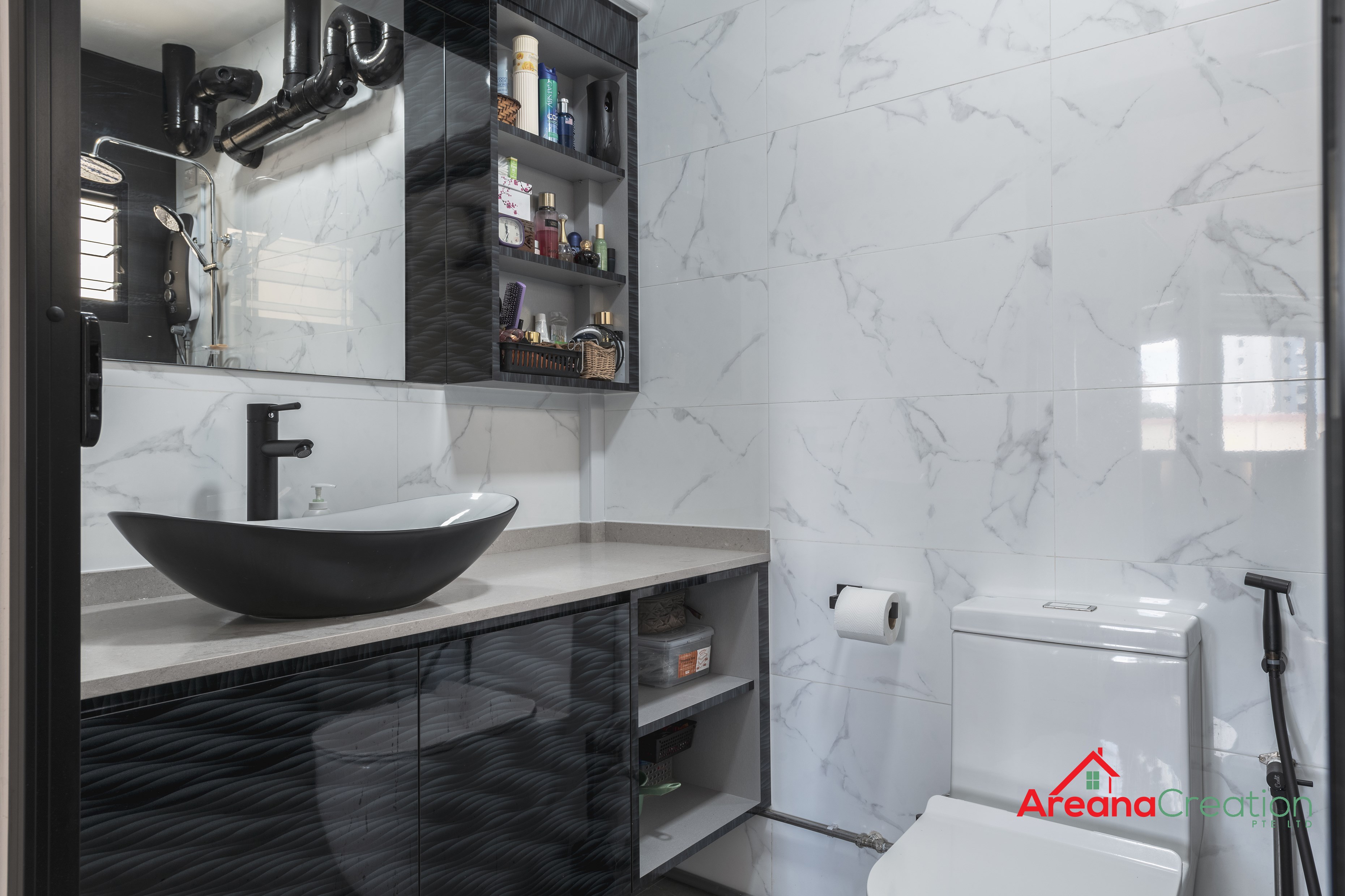 Contemporary Design - Bathroom - HDB 4 Room - Design by Areana Creation Pte Ltd