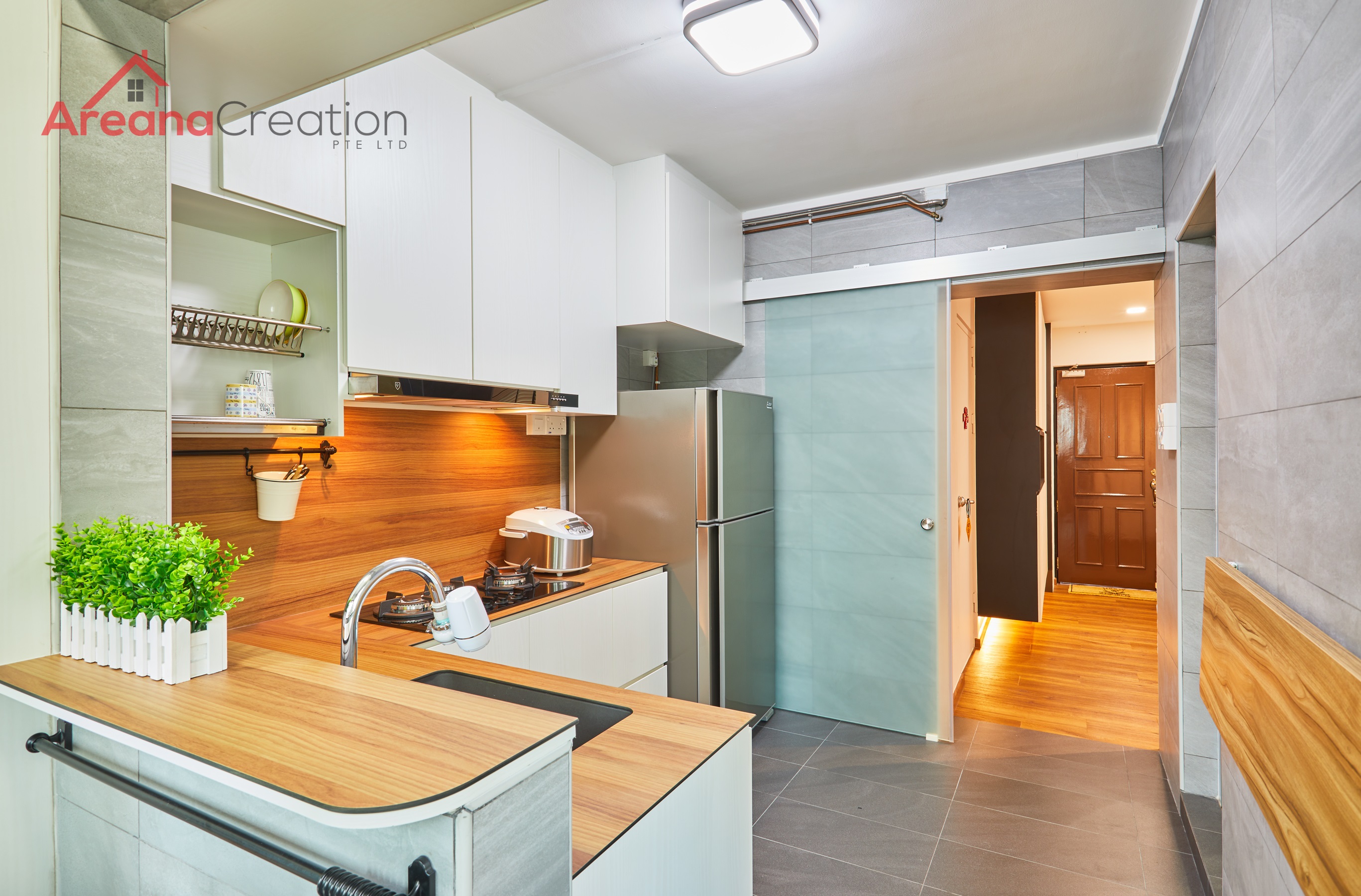 Contemporary, Scandinavian Design - Kitchen - HDB 4 Room - Design by Areana Creation Pte Ltd