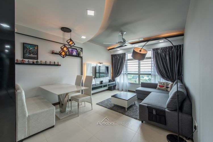 Eclectic, Modern Design - Living Room - HDB 4 Room - Design by Areana Creation Pte Ltd