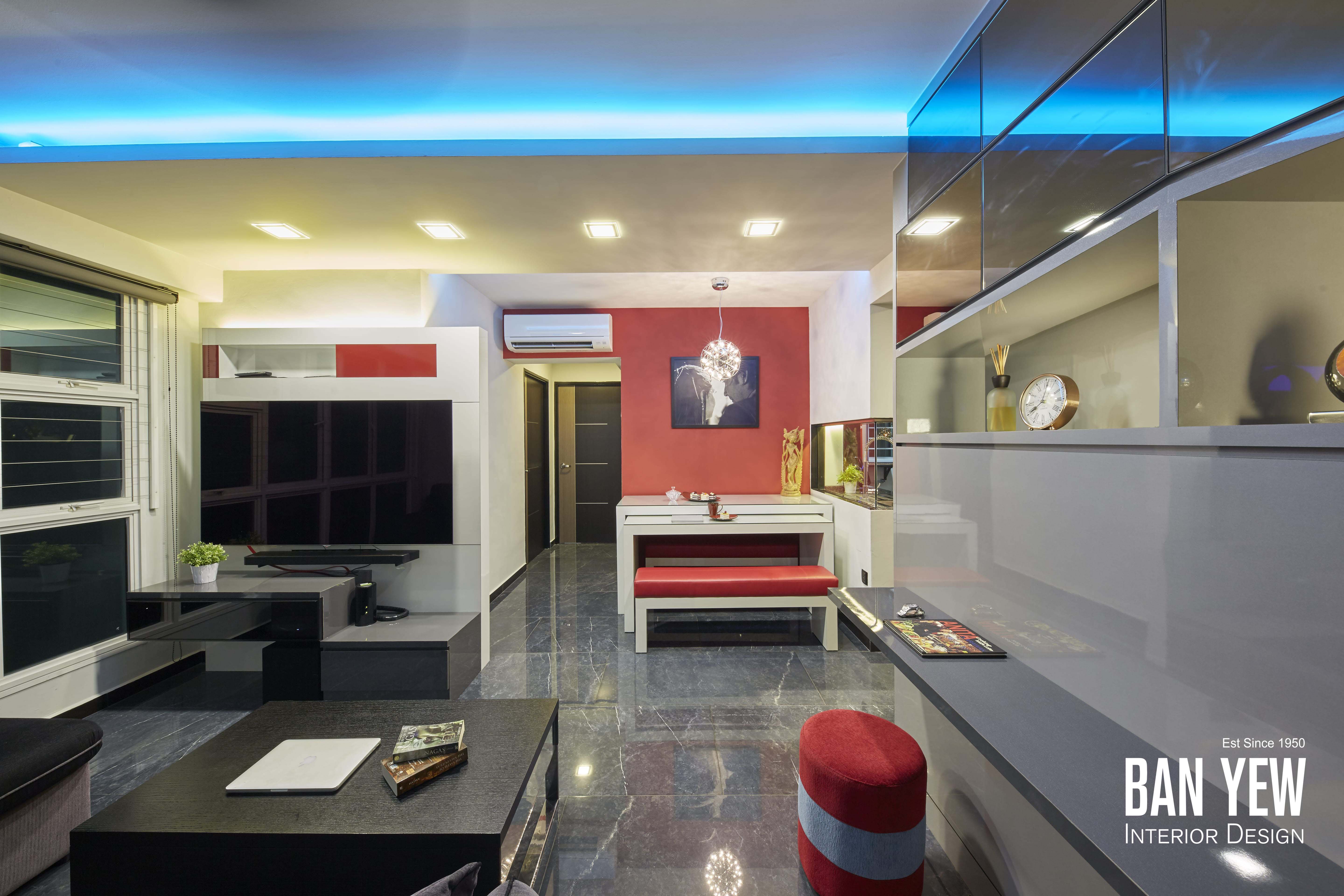 Modern, Retro, Resort Design - Living Room - HDB 3 Room - Design by Ban Yew Interior Design Pte Ltd