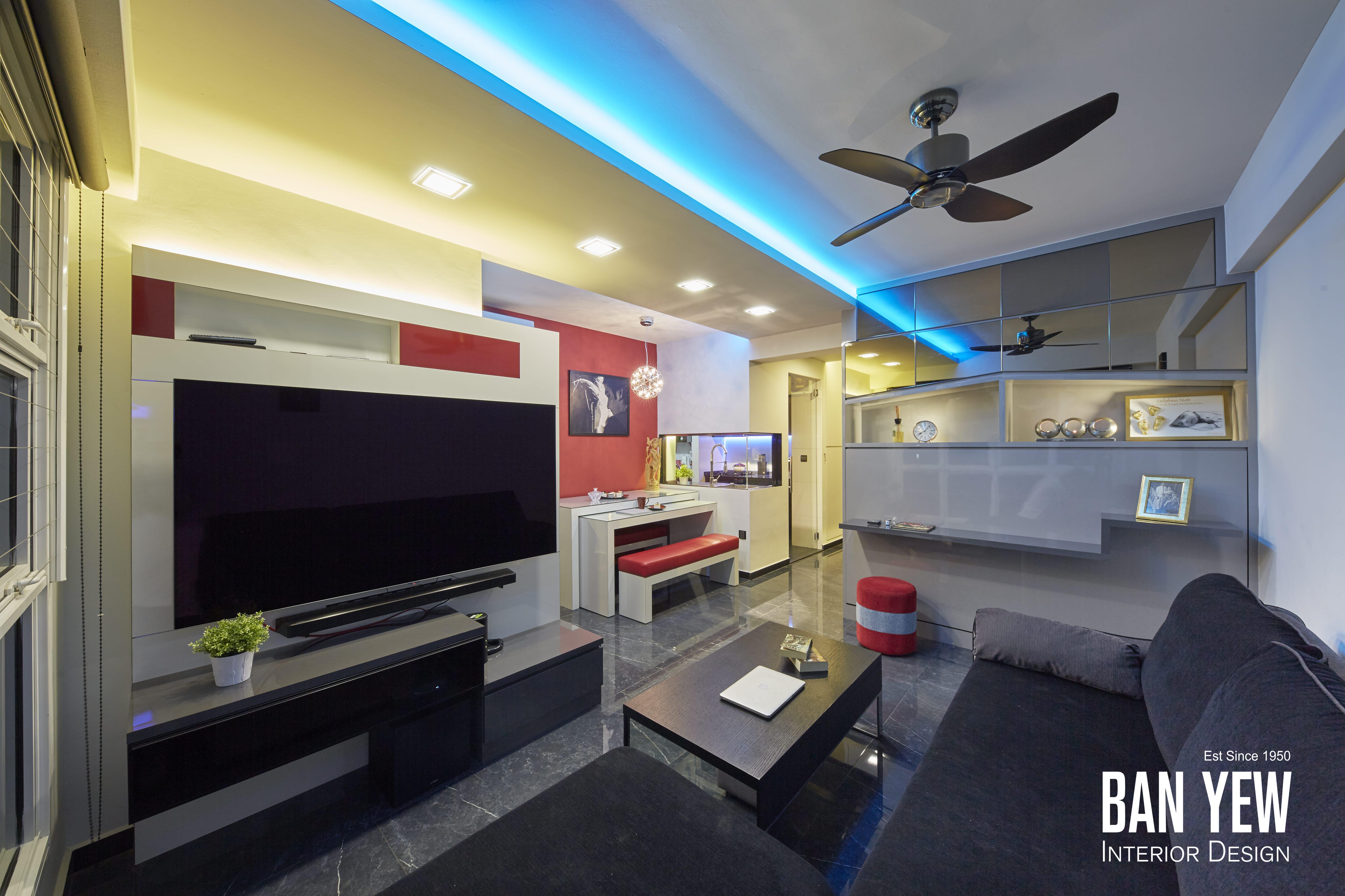 Modern, Retro, Resort Design - Living Room - HDB 3 Room - Design by Ban Yew Interior Design Pte Ltd