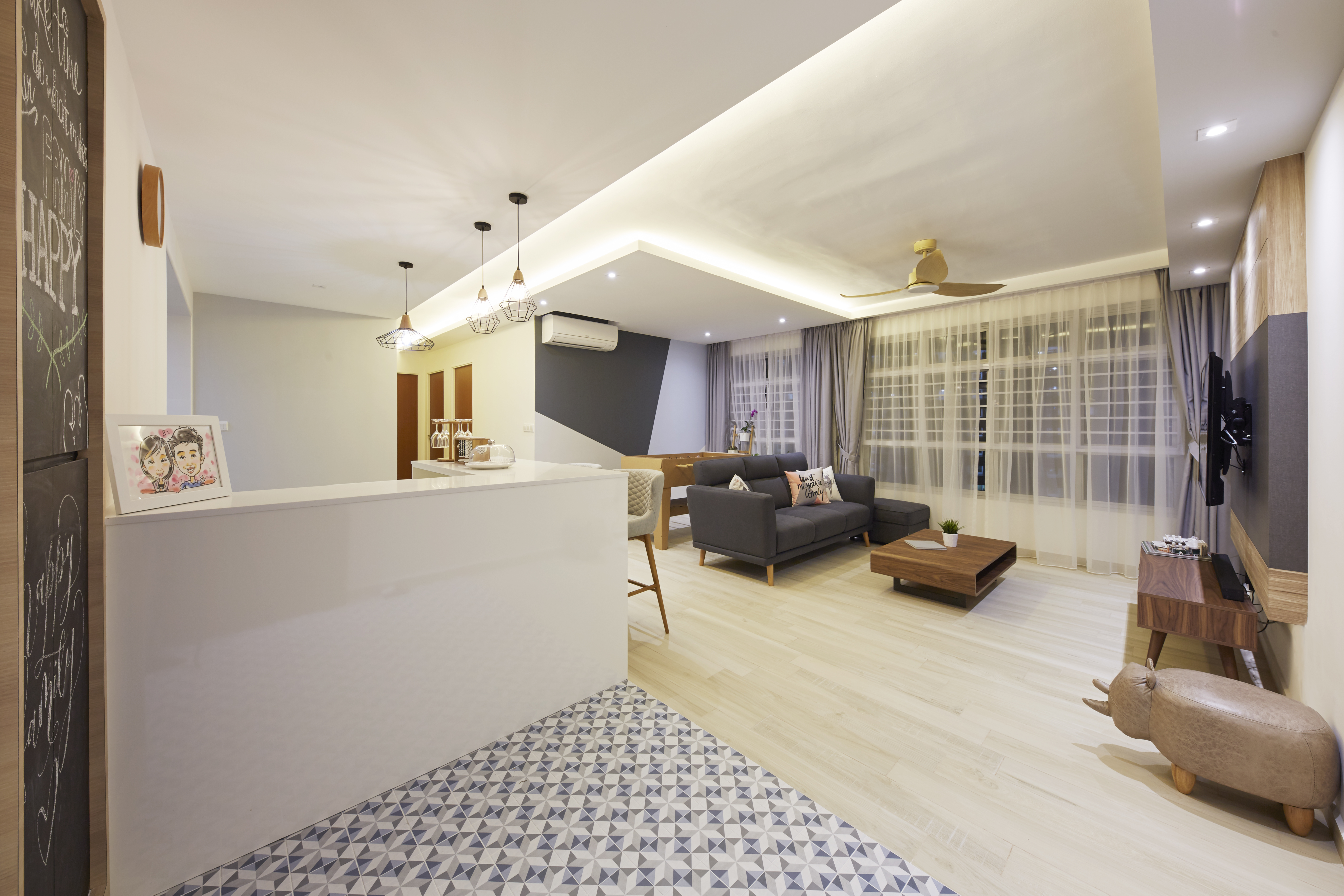 Modern, Rustic, Scandinavian Design - Living Room - HDB 4 Room - Design by Carpenters 匠