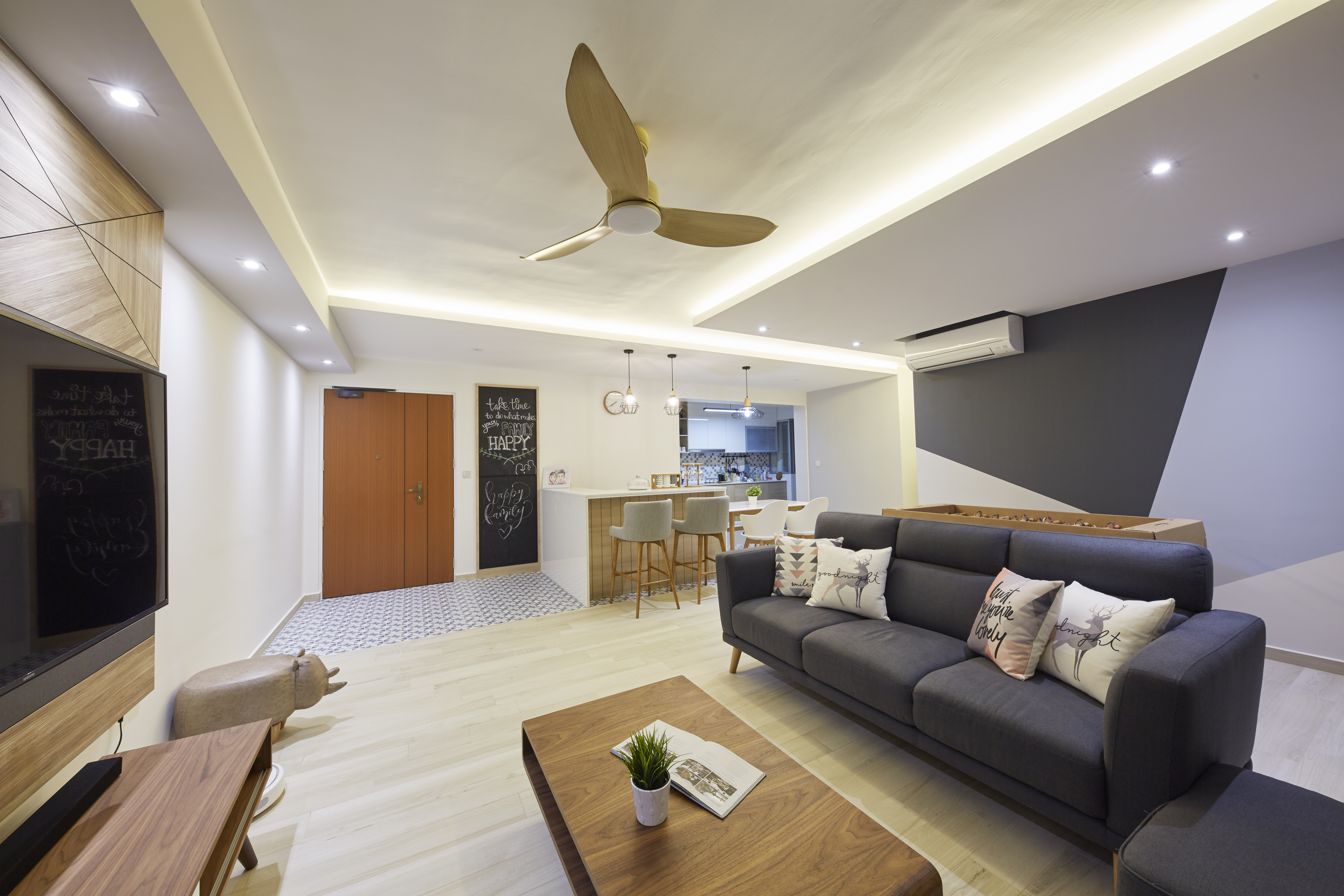 Modern, Rustic, Scandinavian Design - Living Room - HDB 4 Room - Design by Carpenters 匠