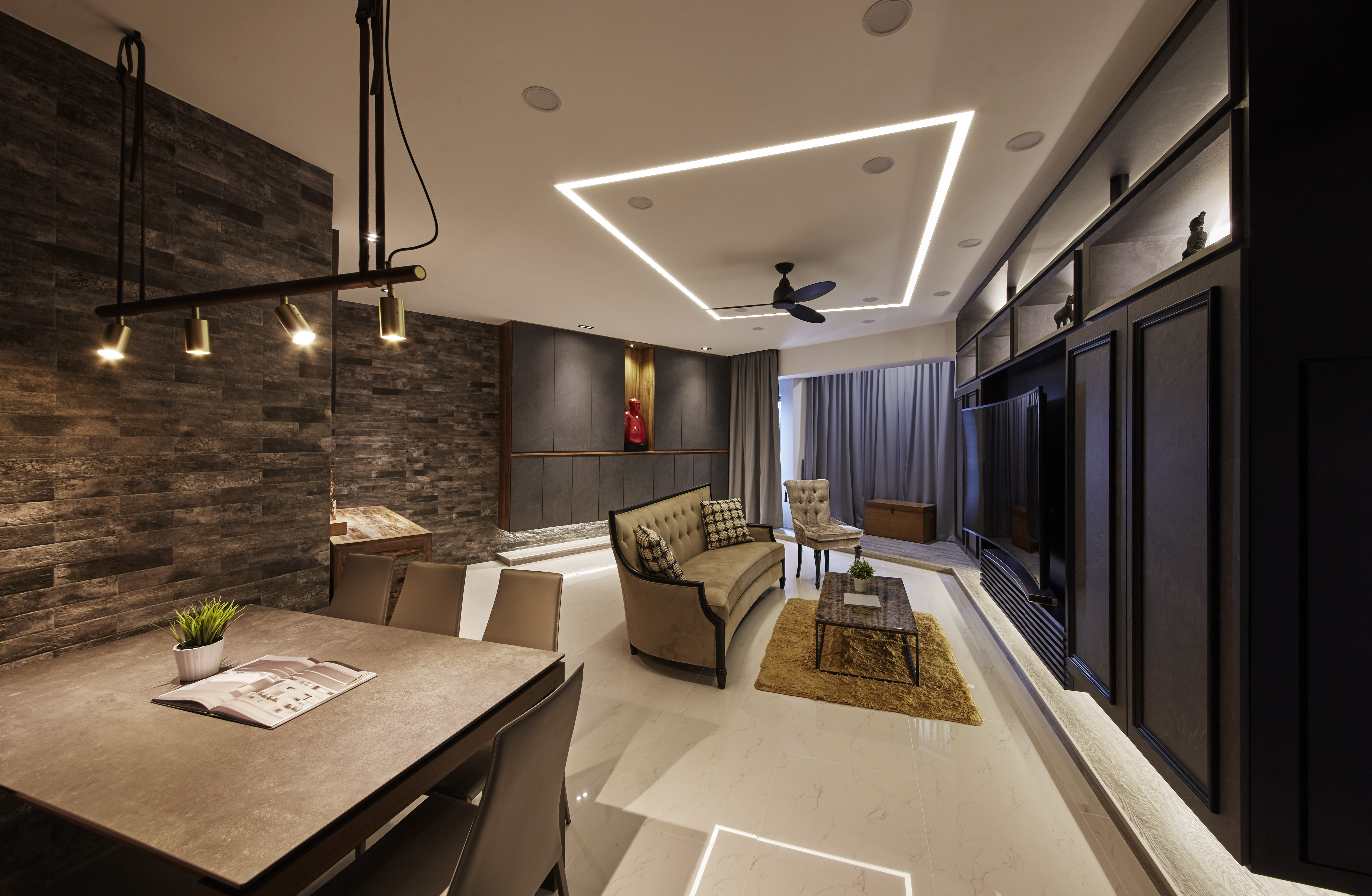Industrial, Modern, Rustic Design - Living Room - Condominium - Design by Carpenters 匠