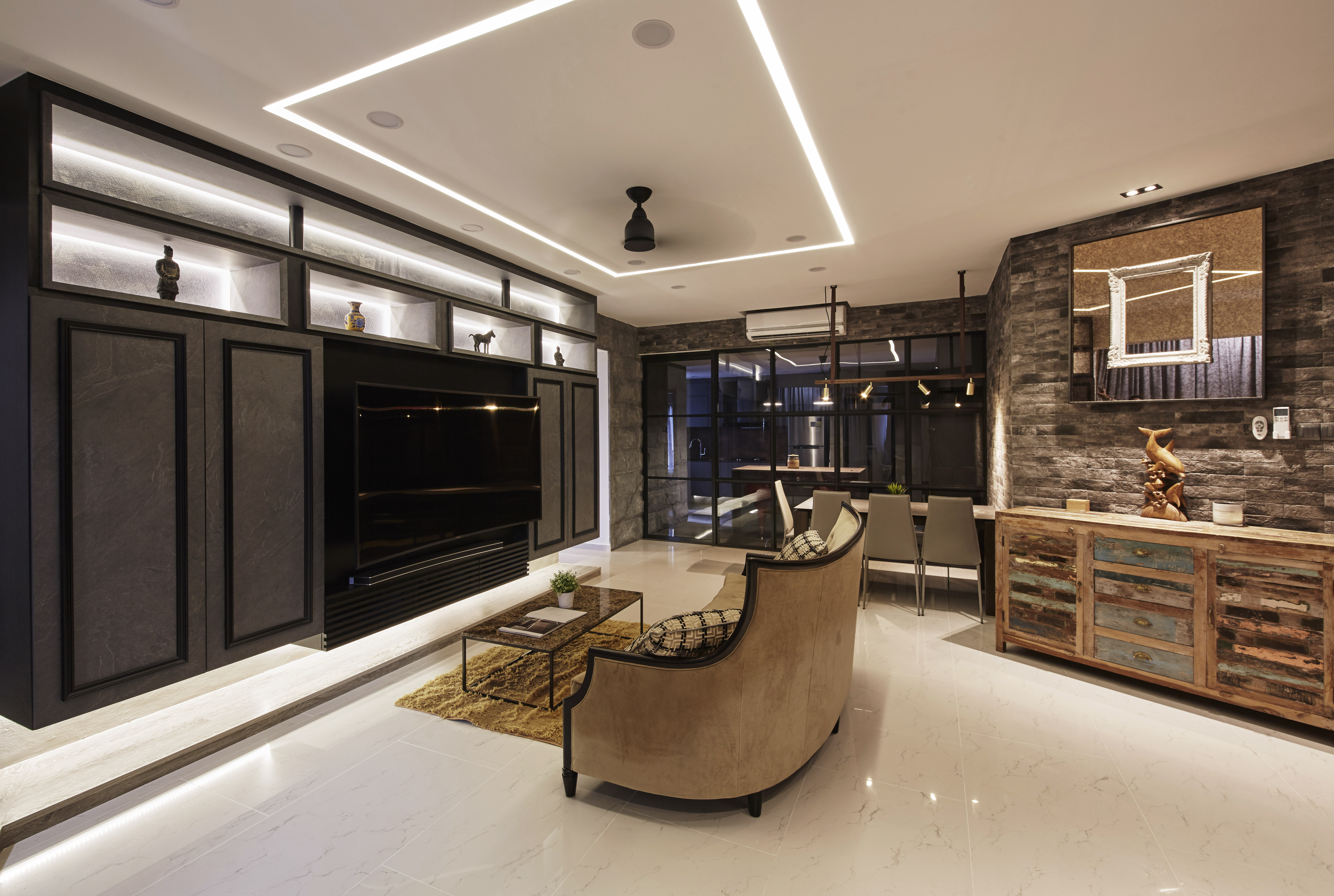 Industrial, Modern, Rustic Design - Living Room - Condominium - Design by Carpenters 匠