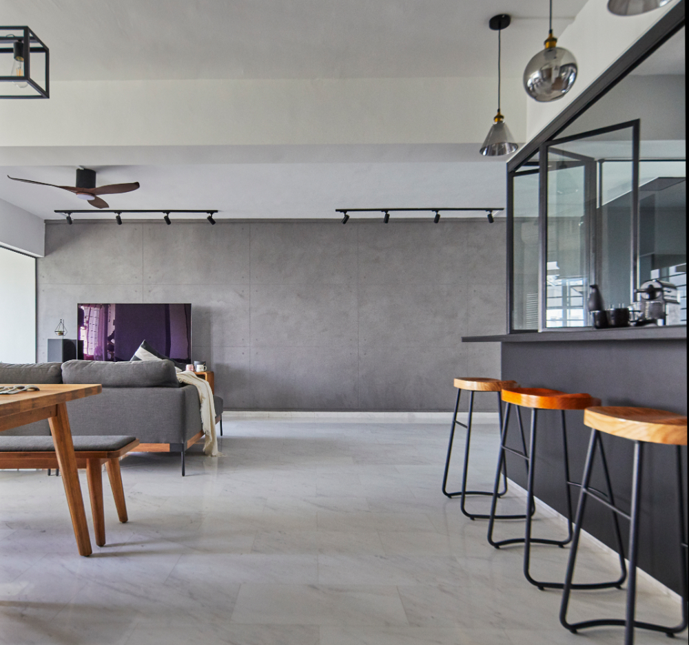 Industrial Design - Living Room - HDB Executive Apartment - Design by Carpenters 匠