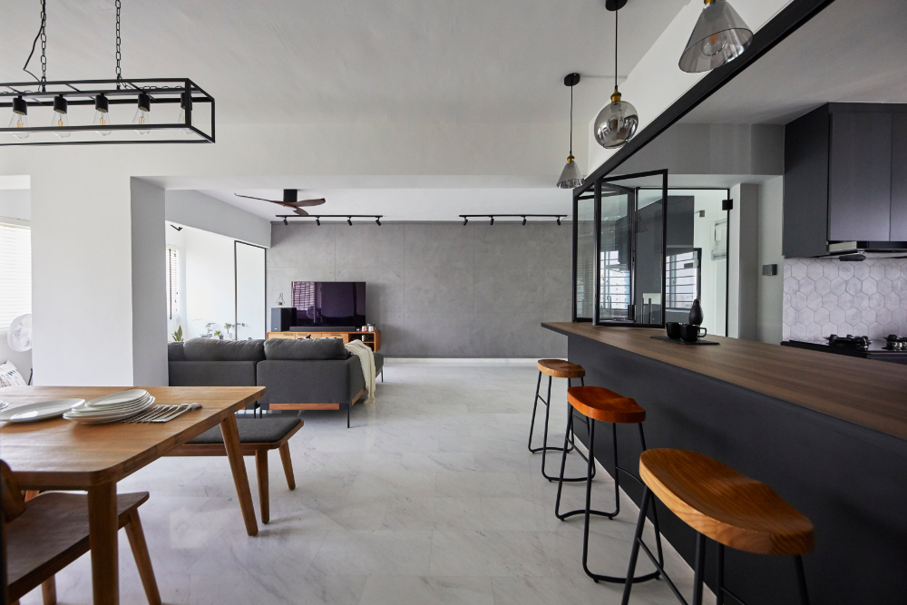 Industrial Design - Living Room - HDB Executive Apartment - Design by Carpenters 匠