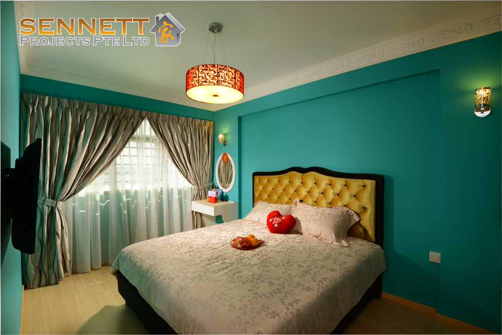 Mediterranean Design - Bedroom - HDB 4 Room - Design by Sennett Projects Pte Ltd