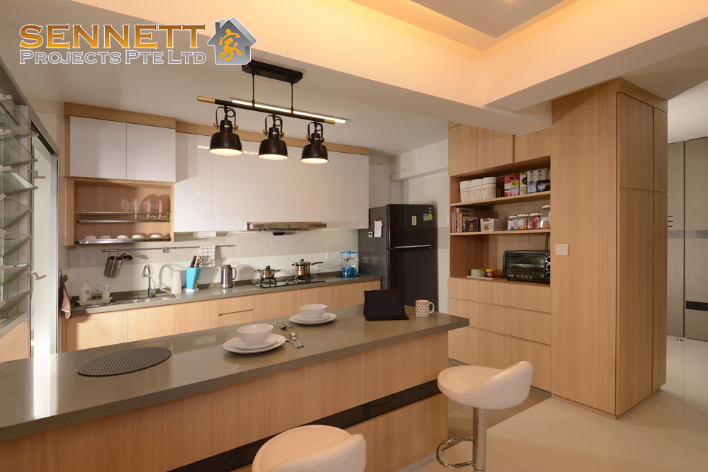 Contemporary Design - Kitchen - HDB 5 Room - Design by Sennett Projects Pte Ltd