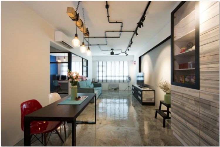 Contemporary, Industrial, Modern Design - Living Room - HDB 4 Room - Design by Crescendo Interior & Lifestyle Pte Ltd