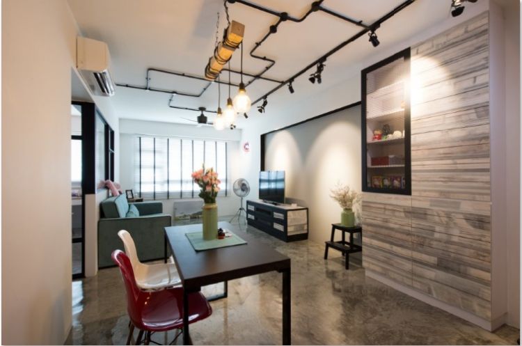 Contemporary, Industrial, Modern Design - Living Room - HDB 4 Room - Design by Crescendo Interior & Lifestyle Pte Ltd