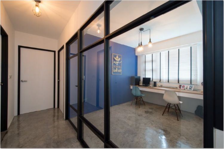 Contemporary, Industrial, Modern Design - Study Room - HDB 4 Room - Design by Crescendo Interior & Lifestyle Pte Ltd