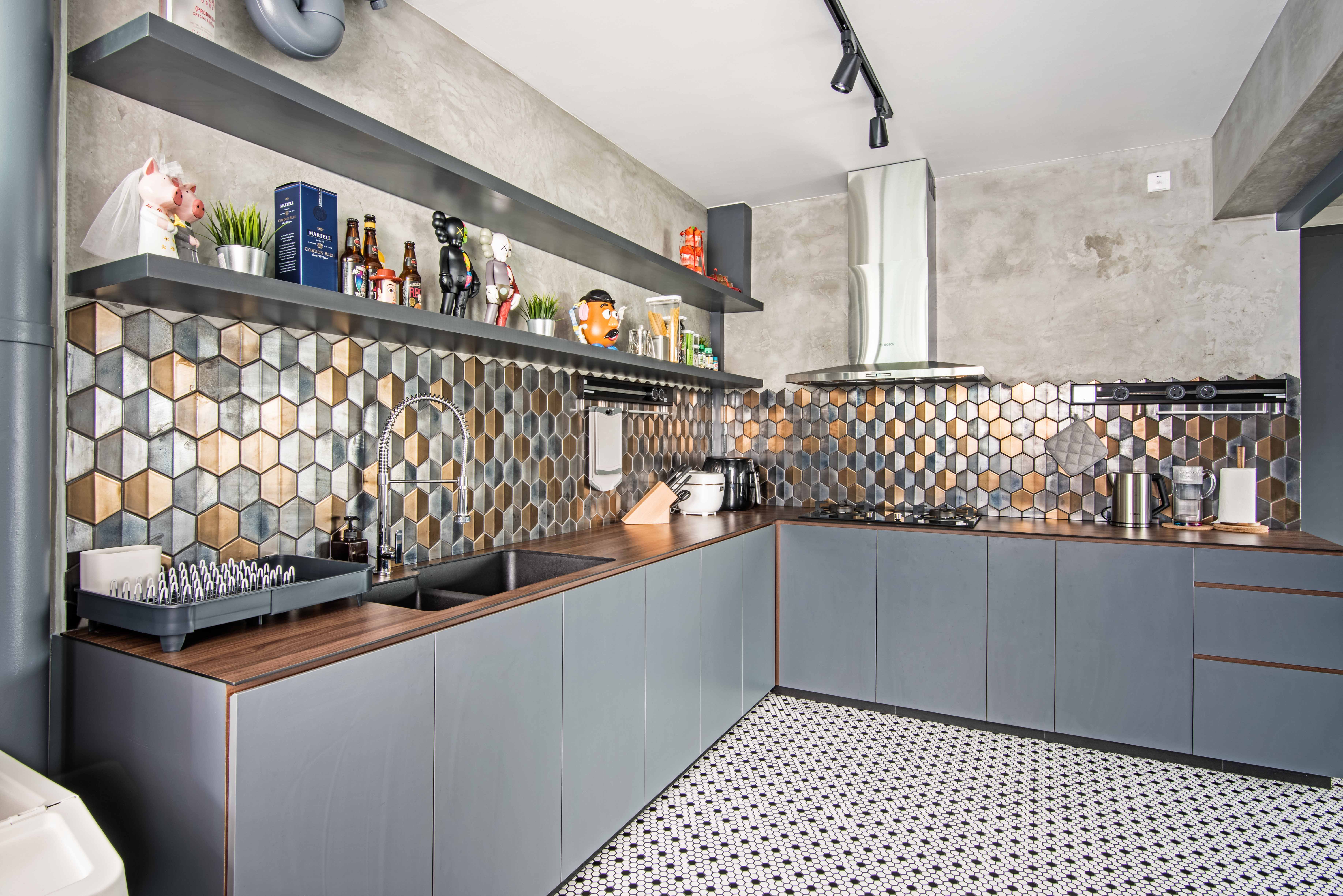 Industrial Design - Kitchen - HDB 4 Room - Design by DB Studio Pte Ltd