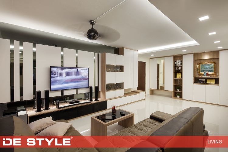 Contemporary, Modern Design - Living Room - HDB 5 Room - Design by De Style Interior Pte Ltd