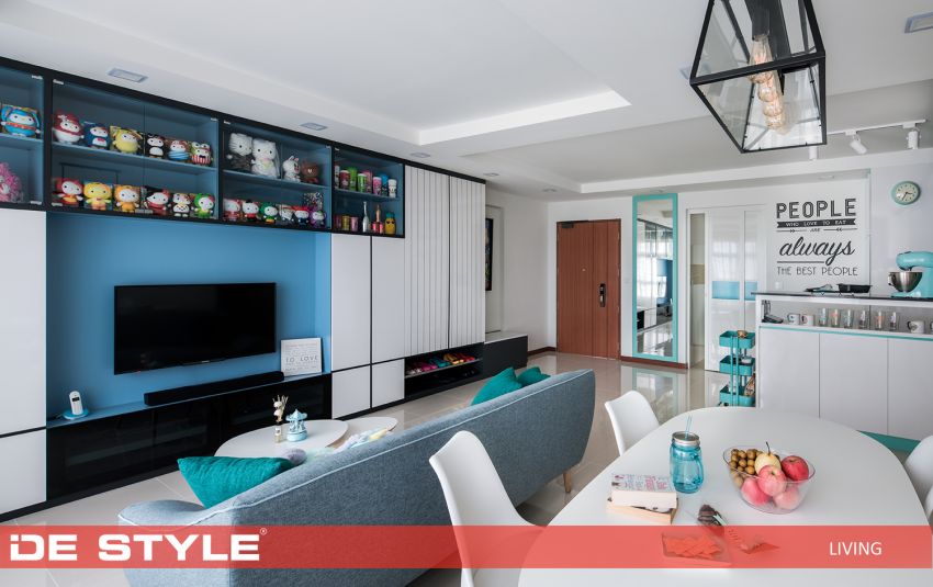 Modern, Vintage Design - Living Room - HDB 5 Room - Design by De Style Interior Pte Ltd