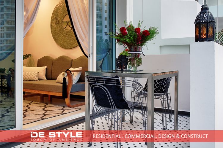 Rustic, Vintage Design - Balcony - Condominium - Design by De Style Interior Pte Ltd