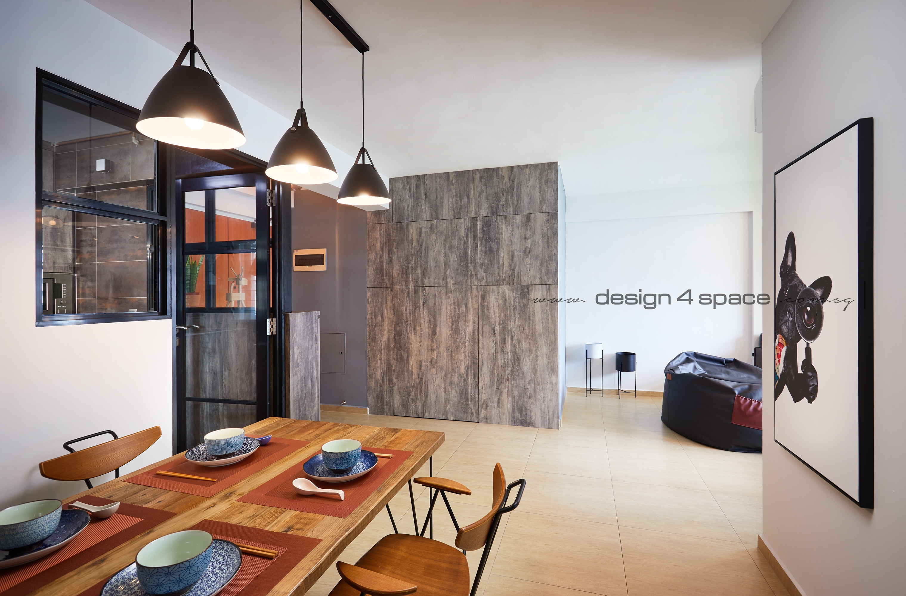 Industrial Design - Dining Room - HDB 4 Room - Design by Design 4 Space Pte Ltd