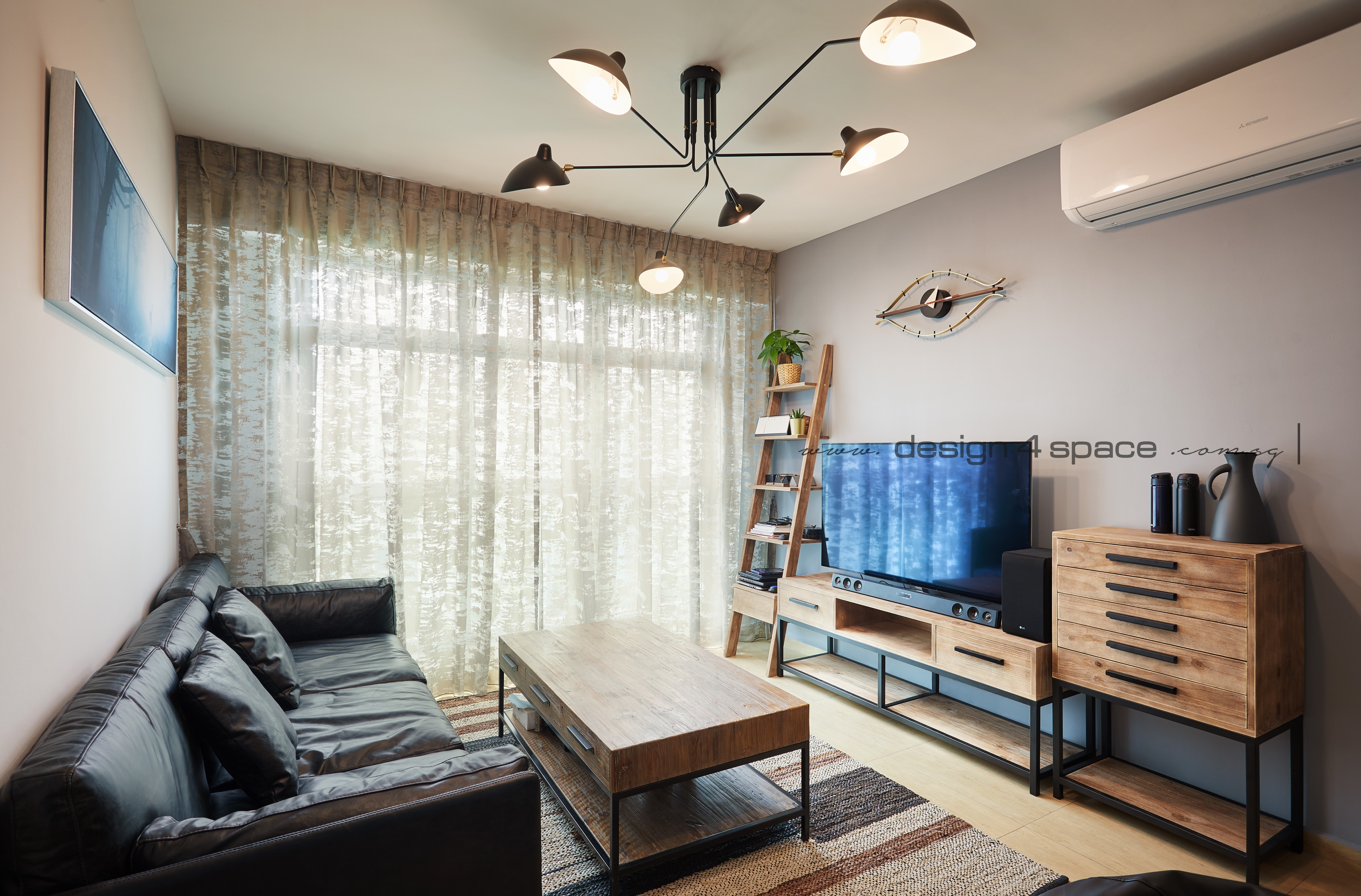 Industrial Design - Living Room - HDB 4 Room - Design by Design 4 Space Pte Ltd