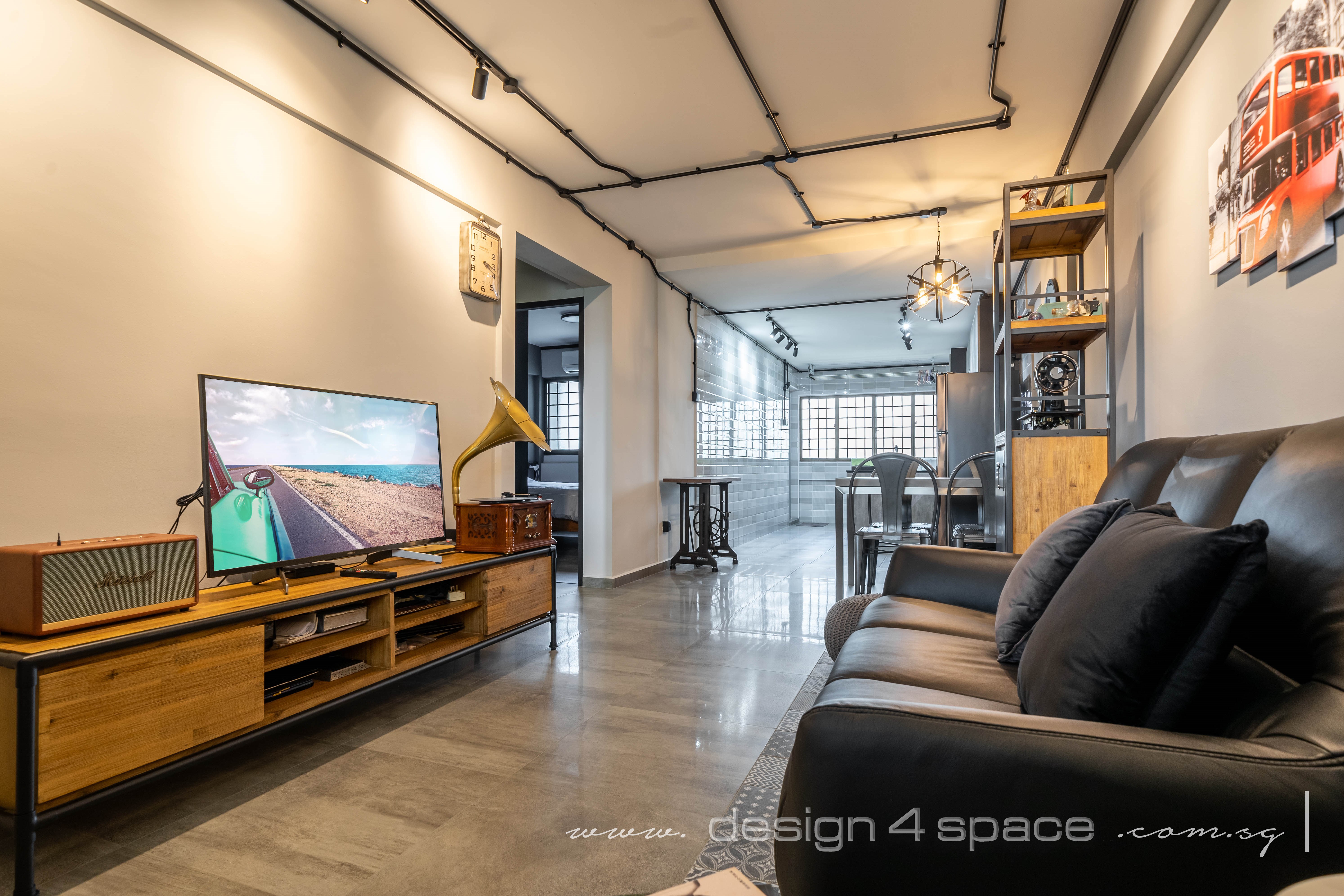 Retro Design - Living Room - HDB 3 Room - Design by Design 4 Space Pte Ltd