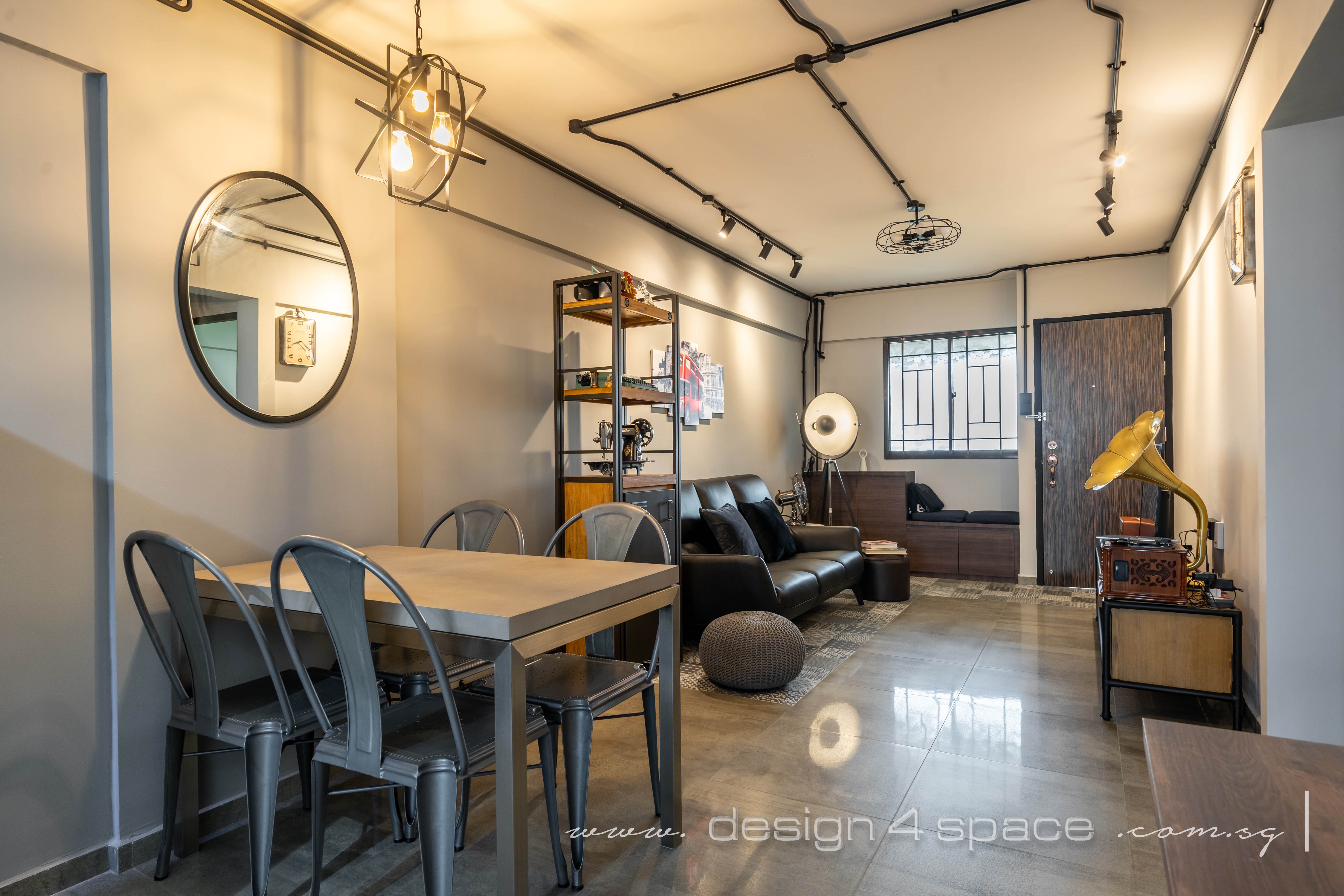 Retro Design - Living Room - HDB 3 Room - Design by Design 4 Space Pte Ltd