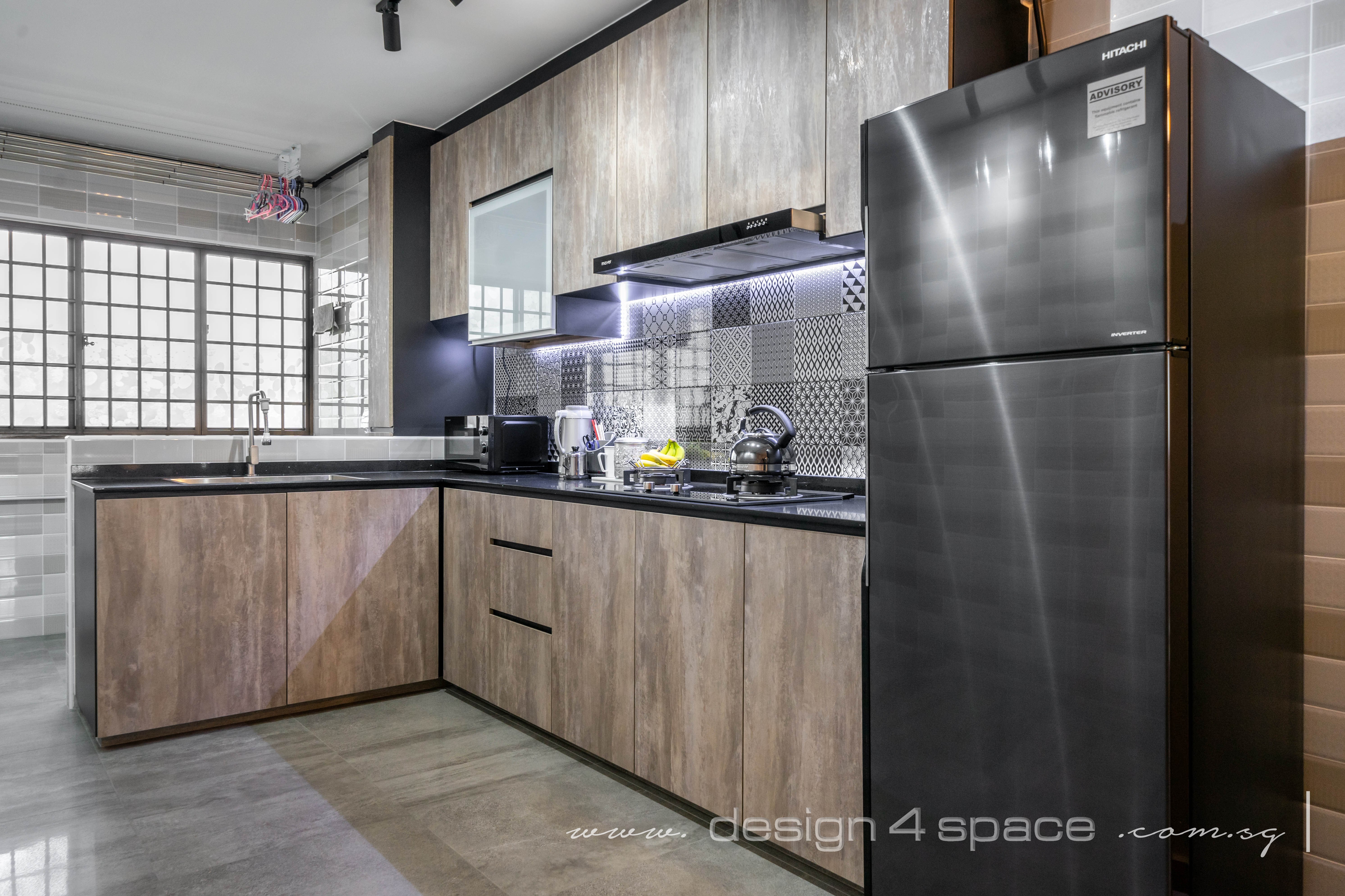 Retro Design - Kitchen - HDB 3 Room - Design by Design 4 Space Pte Ltd