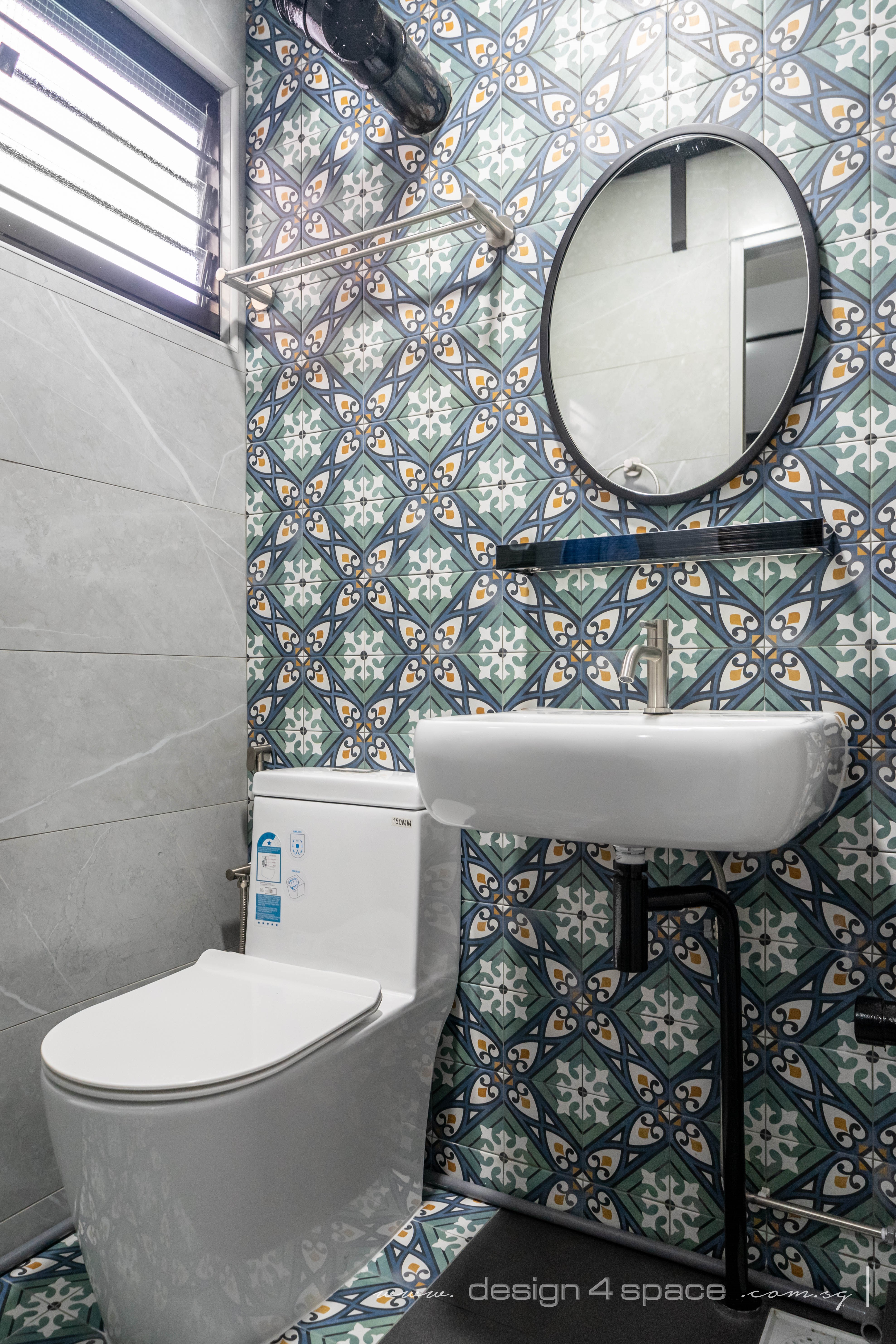 Retro Design - Bathroom - HDB 3 Room - Design by Design 4 Space Pte Ltd