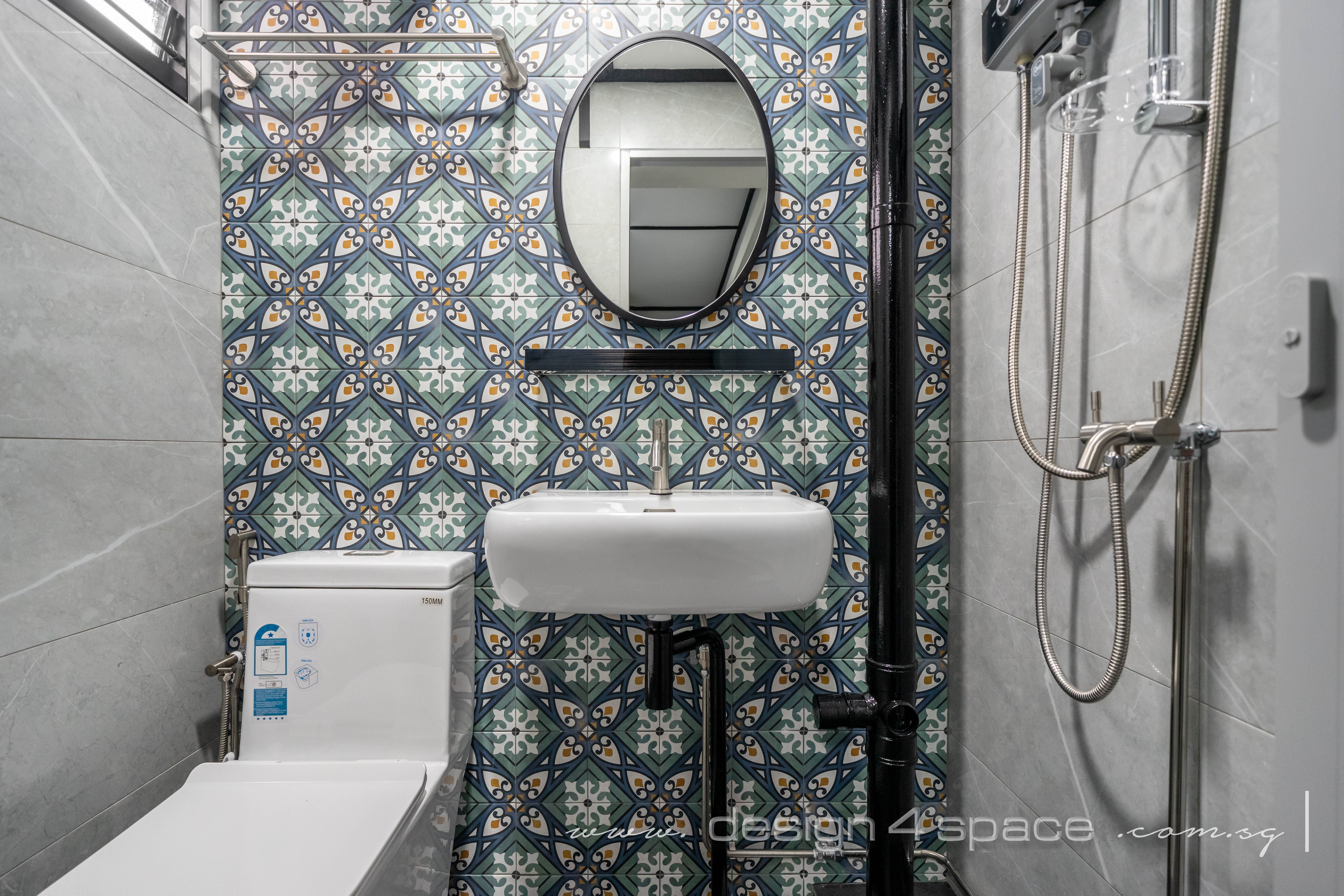 Retro Design - Bathroom - HDB 3 Room - Design by Design 4 Space Pte Ltd