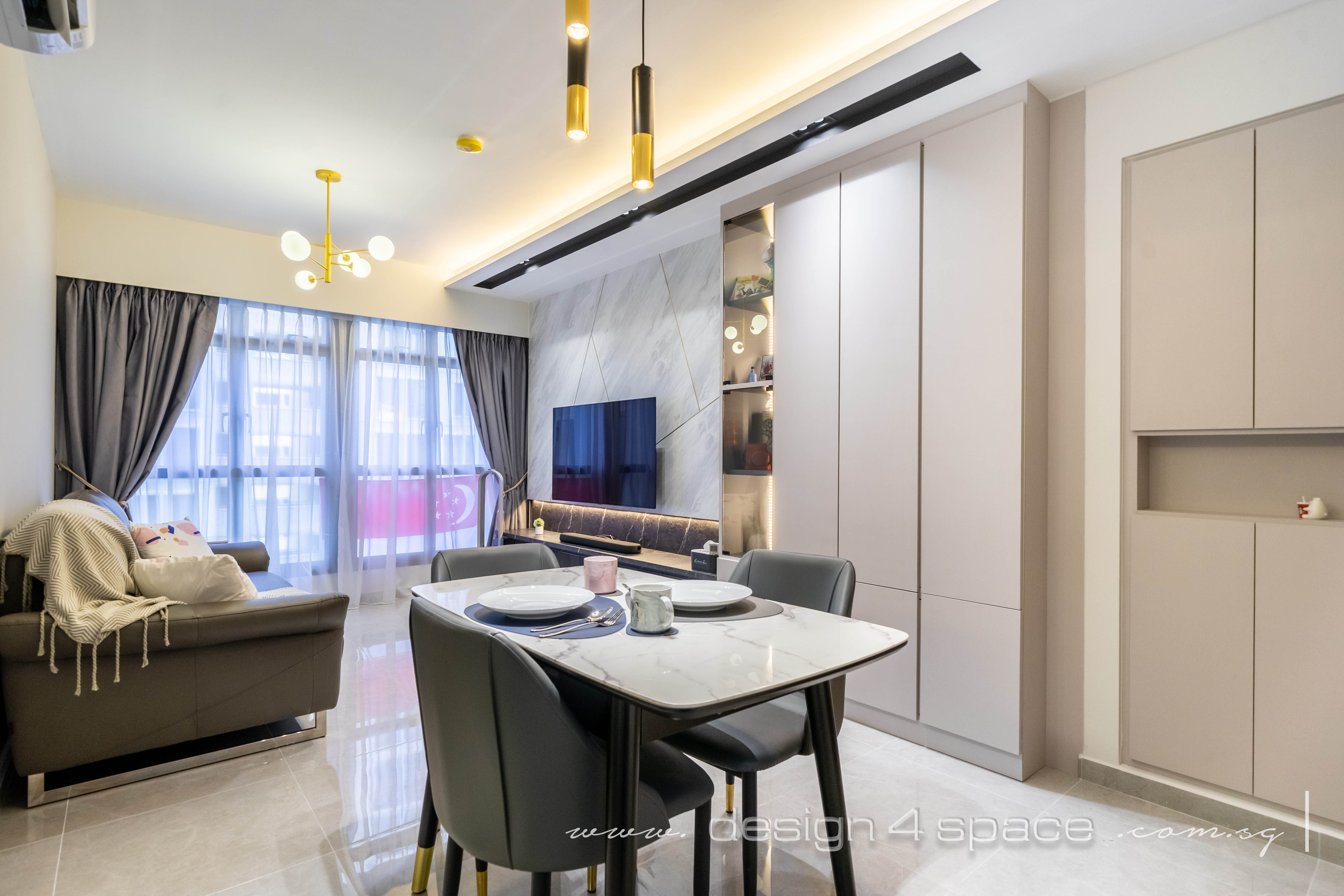 Modern Design - Living Room - HDB 3 Room - Design by Design 4 Space Pte Ltd