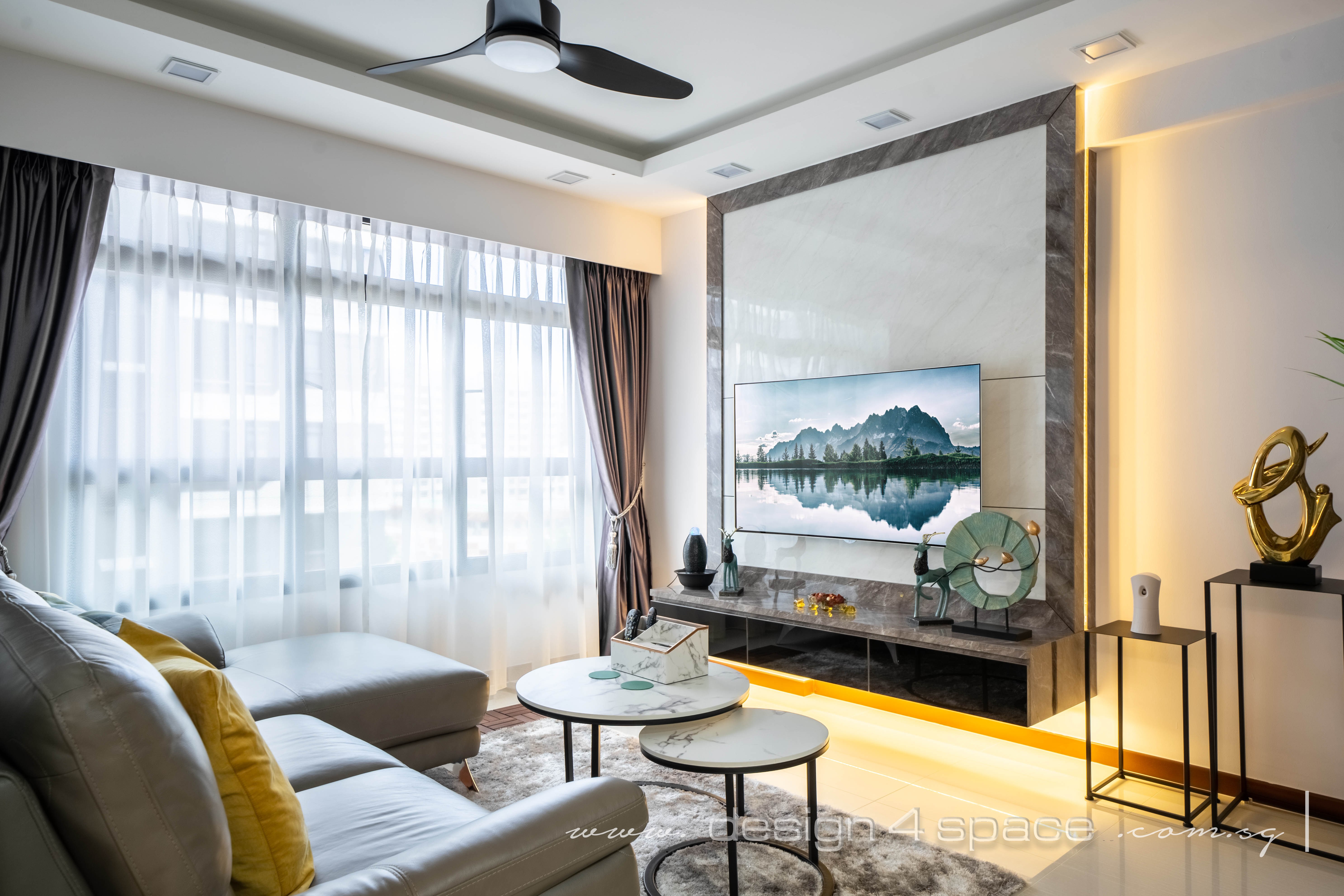 Contemporary Design - Living Room - HDB 3 Room - Design by Design 4 Space Pte Ltd