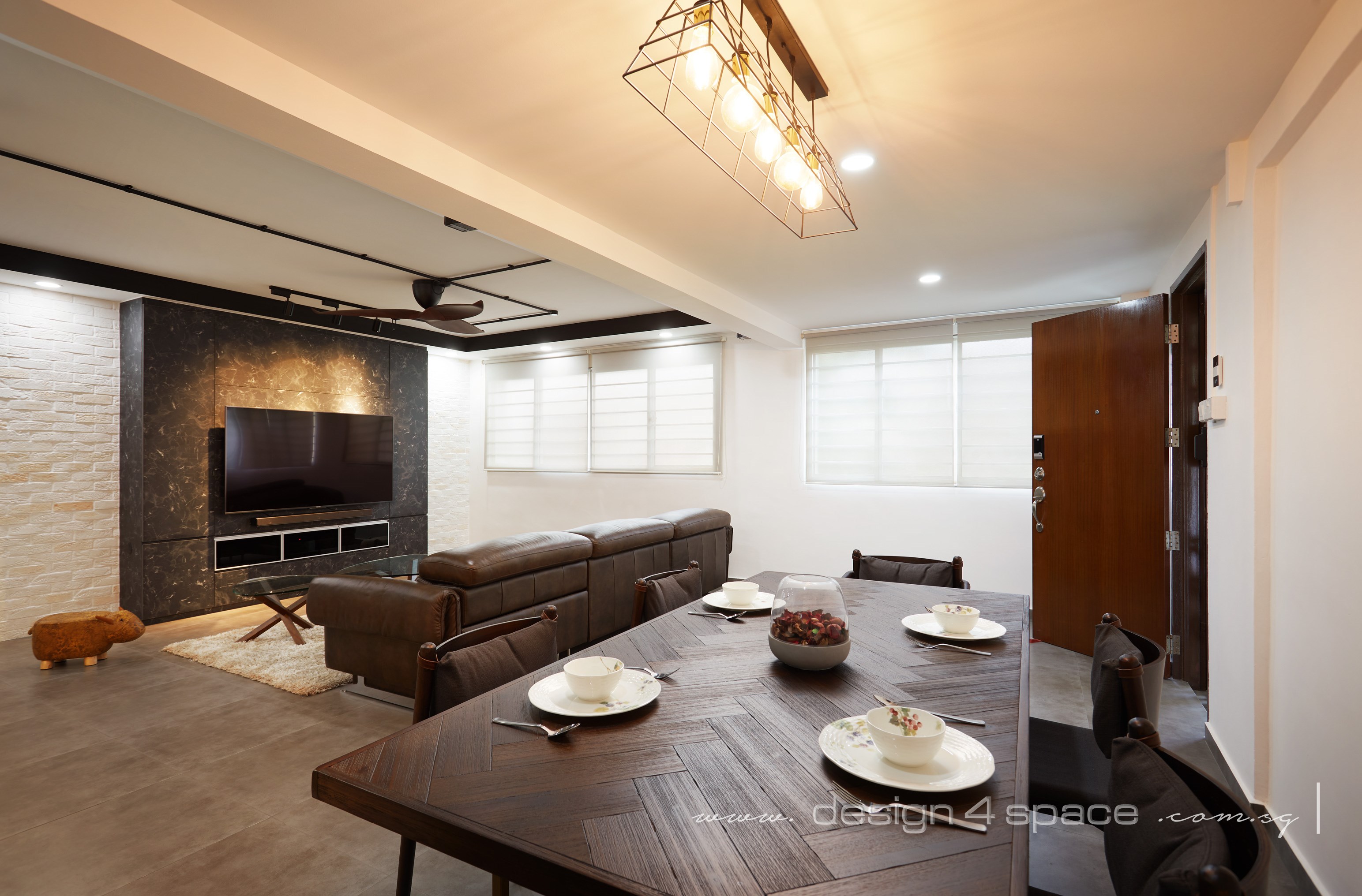 Industrial, Modern Design - Dining Room - HDB 3 Room - Design by Design 4 Space Pte Ltd