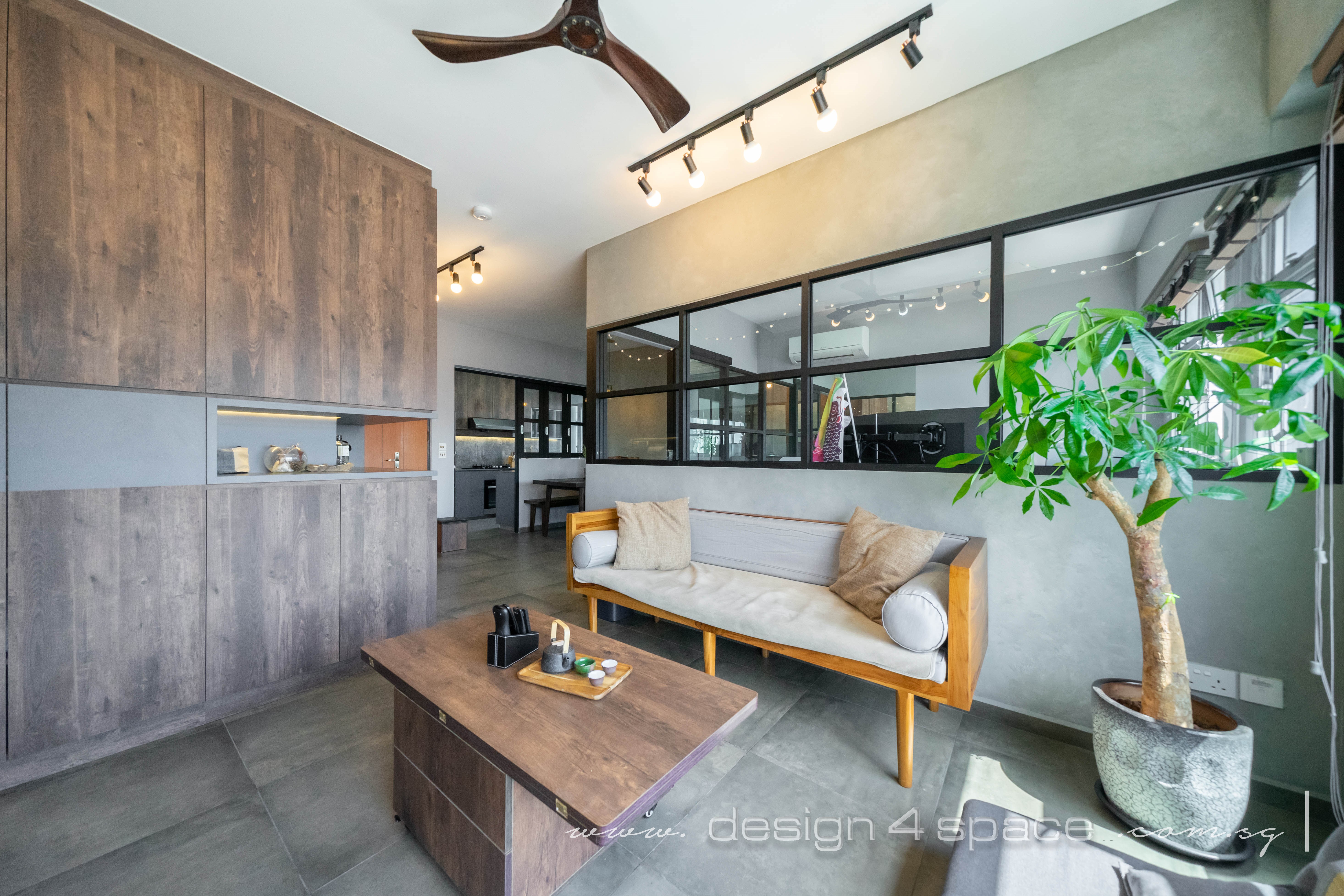 Industrial, Modern, Rustic Design - Living Room - HDB 3 Room - Design by Design 4 Space Pte Ltd