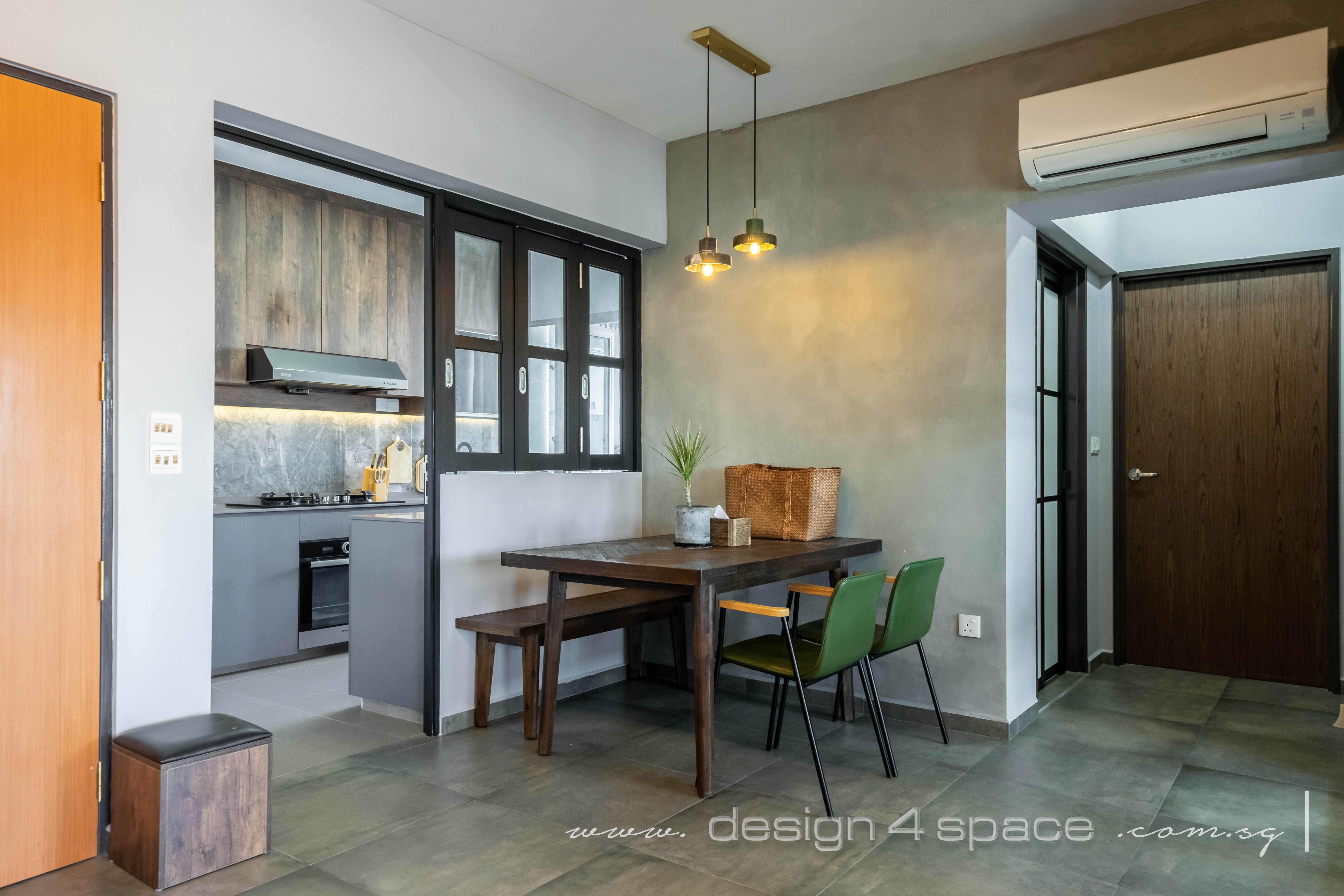 Industrial, Modern, Rustic Design - Dining Room - HDB 3 Room - Design by Design 4 Space Pte Ltd